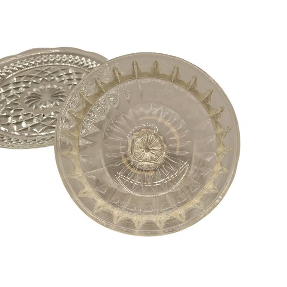 Jeannette Glass Windsor Crystal Butter Dish Clear Round Two Piece - Picture 6 of 7